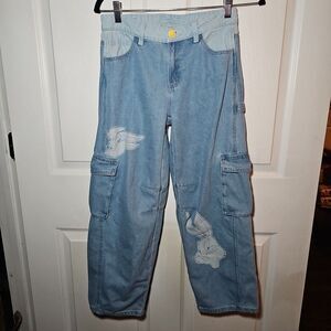 Looney Tunes Justice Girls Cargo Jeans Tweety Bird Bugs Bunny 14